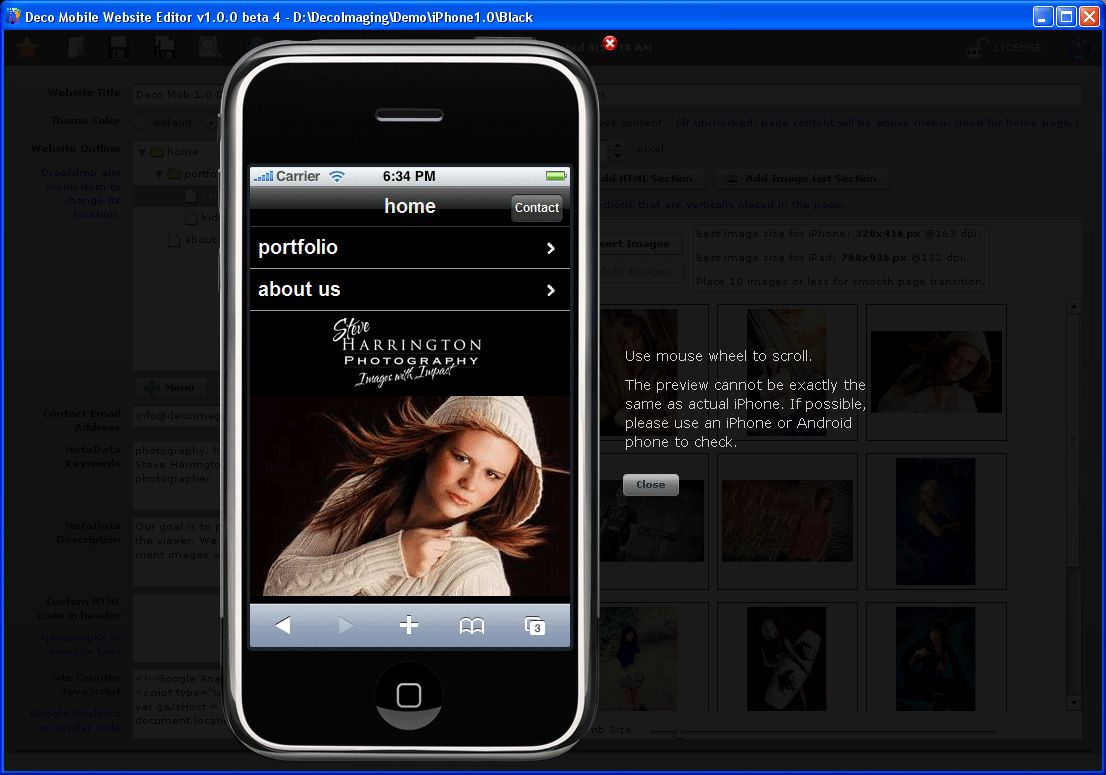 Deco Mobile Site Preview Screenshot